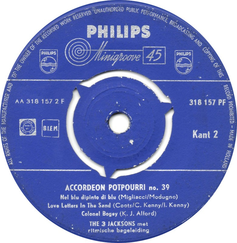 3 Jacksons - Accordeon Potpourri No. 39 Vinyl Singles VINYLSINGLES.NL