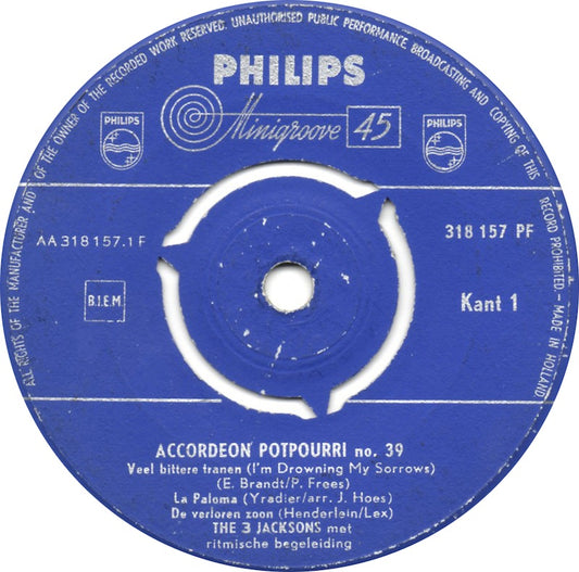 3 Jacksons - Accordeon Potpourri No. 39 Vinyl Singles Goede Staat