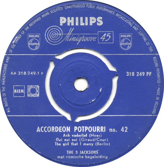 3 Jacksons - Accordeon Potpourri No. 42 Vinyl Singles Goede Staat