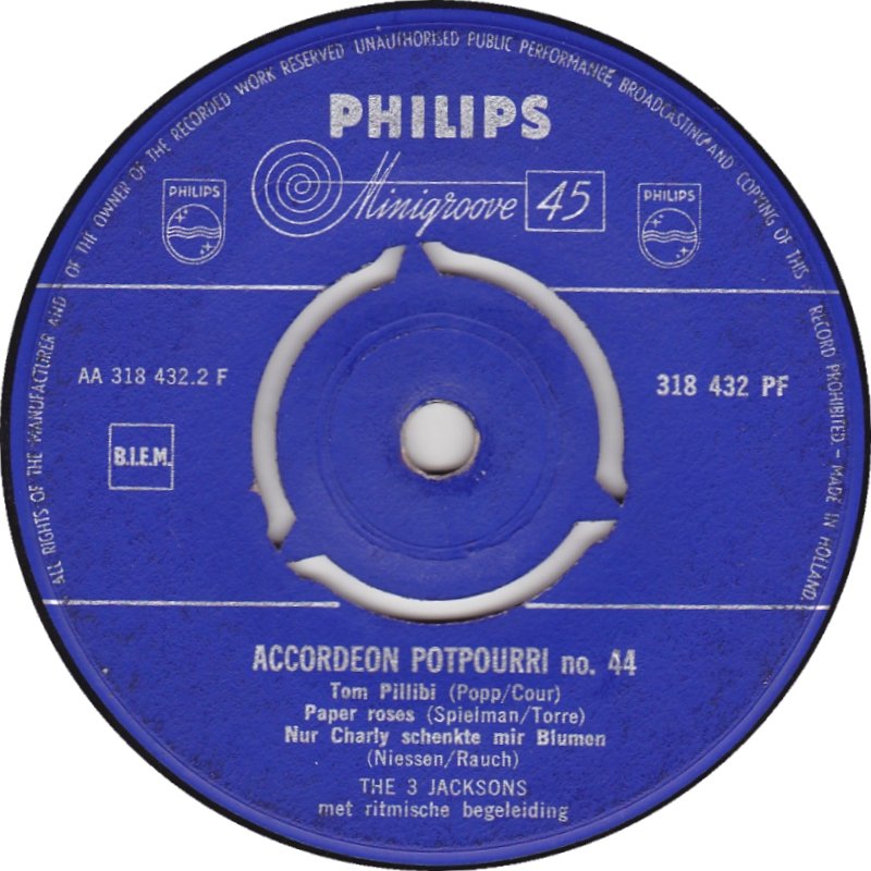3 Jacksons - Accordeon Potpourri No. 44 05035 Vinyl Singles Hoes: Generic