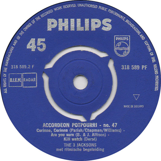 3 Jacksons - Accordeon Potpourri No. 47 Vinyl Singles Vinyl Zeer Goed / Hoesje Generic "VINYLSINGLES.NL"