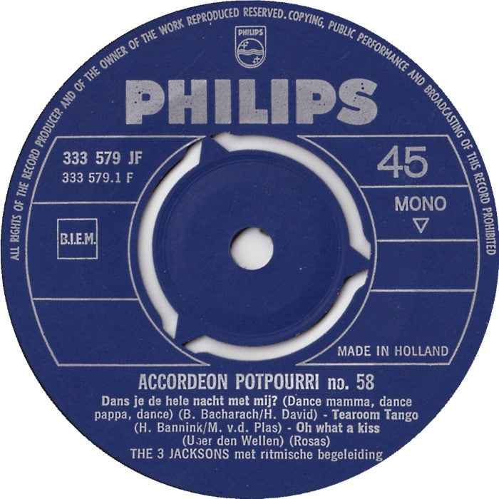 3 Jacksons - Accordeon Potpourri No. 58 22048 Vinyl Singles Hoes: Generic