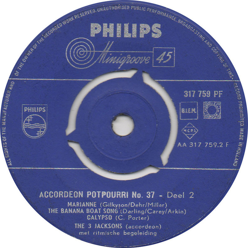 3 Jacksons - Accordeon Potpourri No. 37 Vinyl Singles VINYLSINGLES.NL