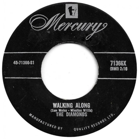 Diamonds - Walking Along Vinyl Singles Vinyl Very Good (VG) <br> Hoes Good Plus (G+)