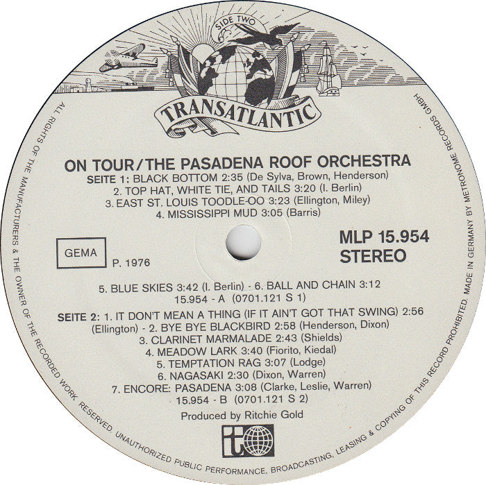 Pasadena Roof Orchestra - On Tour (LP) 48395 Vinyl LP VINYLSINGLES.NL