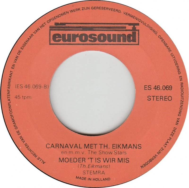 Theo Eikmans - Carnaval met Th. Eikmans 15863 Vinyl Singles Goede Staat