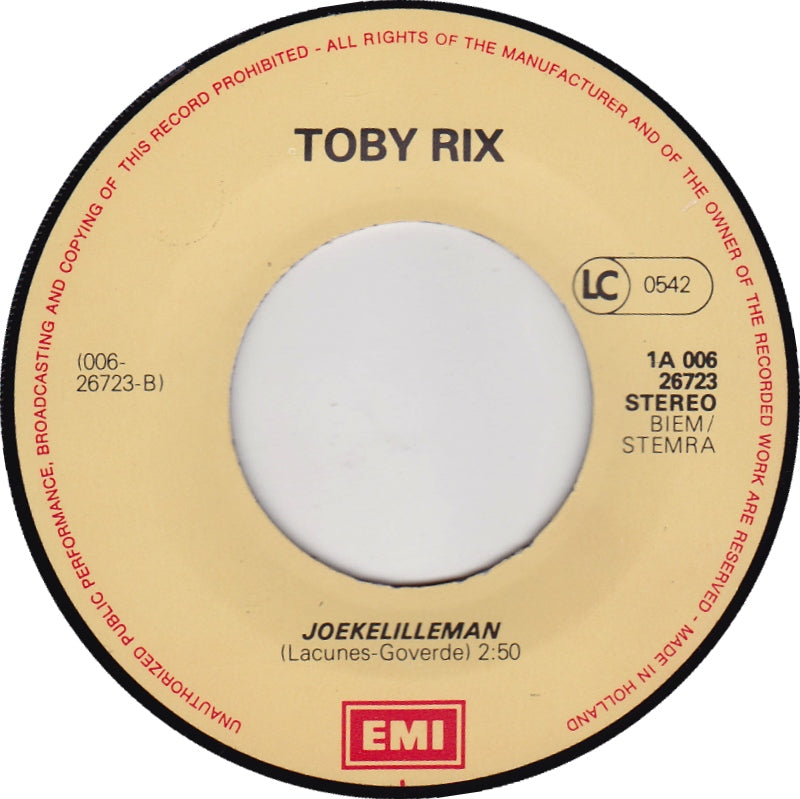 Toby Rix - Malle Vent Ja Vinyl Singles Vinyl Very Good (VG) <br> Hoes Good Plus (G+)