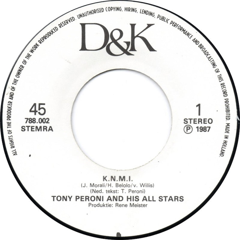 Tony Peroni & His All Stars - K.N.M.I. Vinyl Singles VINYLSINGLES.NL