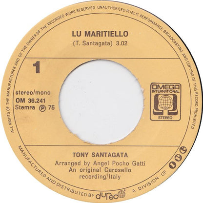 Tony Santagata - Lu Maritiello 29131 Vinyl Singles Vinyl Very Good (VG) <br> Hoes Good Plus (G+)