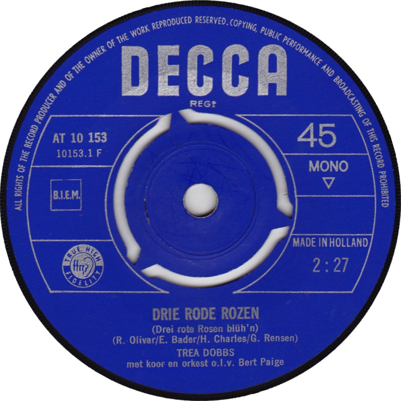 Trea Dobbs - Drie Rode Rozen 32783 Vinyl Singles VINYLSINGLES.NL