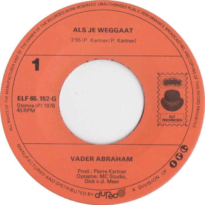 Vader Abraham - Als Je Weggaat Vinyl Singles VINYLSINGLES.NL