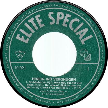 Viele Solisten, Chor Und Großes Stimmungsorchester - Hinein Ins Vergnügen 14906 Vinyl Singles VINYLSINGLES.NL