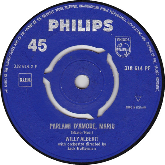 Willy Alberti - Torna A Me Violetta Vinyl Singles Vinyl Zeer Goed / Hoesje Goed "VINYLSINGLES.NL"