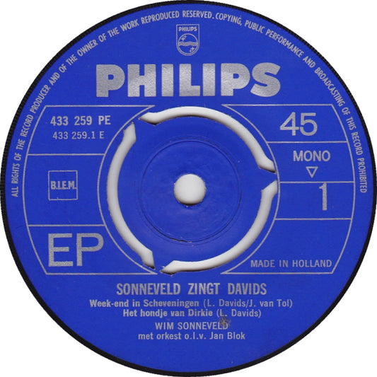 Wim Sonneveld - Sonneveld Zingt Davids (EP) 29760 Vinyl Singles EP Goede Staat