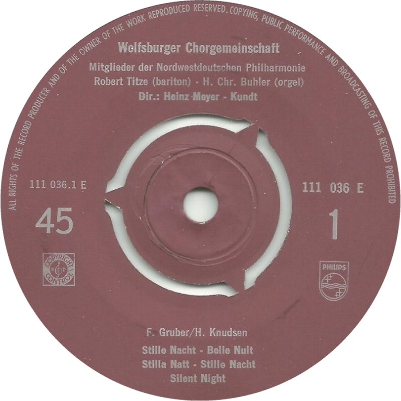 Wolfsburger Chorgemeinschaft Mitglieder Der Nordwestdeutsche Philharmonie - Stille Nacht (EP) 29505 Vinyl Singles EP VINYLSINGLES.NL