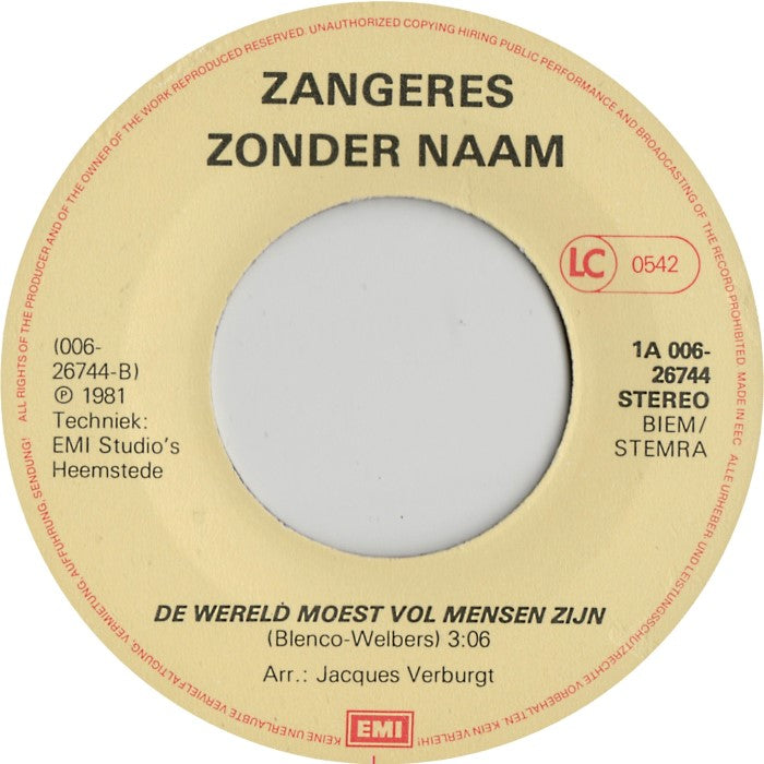 Zangeres Zonder Naam - Ik Geloof Vinyl Singles VINYLSINGLES.NL