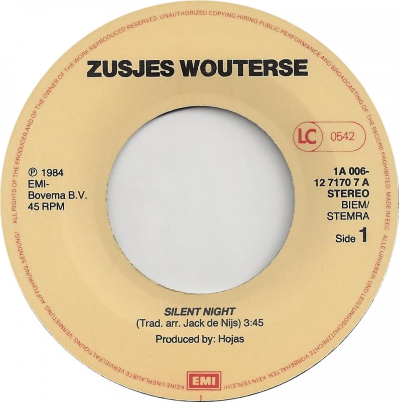 Zusjes Wouterse - Silent Night 33295 Vinyl Singles VINYLSINGLES.NL
